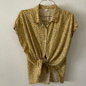 Cottagecore Yellow Floral Sleeveless Blouse